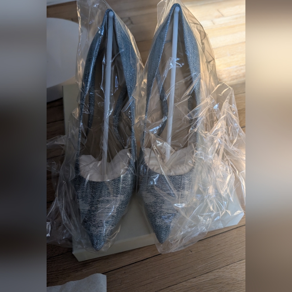 M Gemi NIB Size 40 Distressed Denim Esatto Stiletto Heels 90MM - Picture 6 of 6